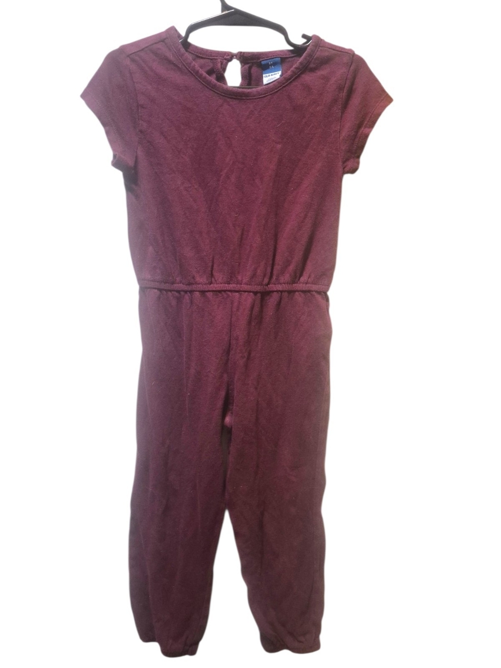 Old Navy Girls' Maroon Short-Sleeve Cotton Jumpsuit